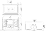 48′′ Bathroom Vanity Cabinets Furniture Floor Mounted with White Glossy Finish