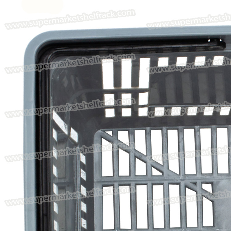26L 500mm Black PP Plastic Shopping Baskets With Handles For Supermarket