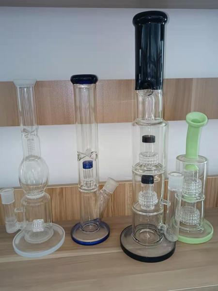 16" Water Pipe Tobacco Bong Green Thick Double Percolator Hookah With Ice