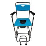 Blue Medical Safety Shower Toilet Chair With Wheels Easy Cleaning