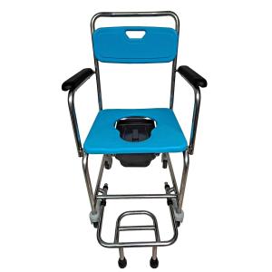 Quality Blue Medical Safety Shower Toilet Chair With Wheels Easy Cleaning wholesale