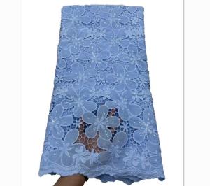 Quality Supoo Swiss Lace Cord Sky blue Lace Fabric Guipure Water Soluble Fabric African Lace Fabrics wholesale