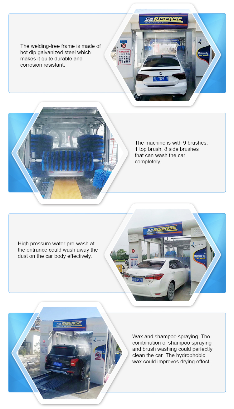 High Pressure Tunnel Car Wash System With Air Dryer Air Brushes 9600x3800x3400MM