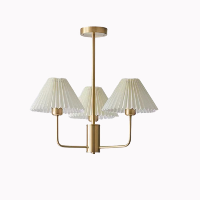 Modern Copper Chandeliers White Cloth Lampshade Gold Chandelier(WH-AP-581)