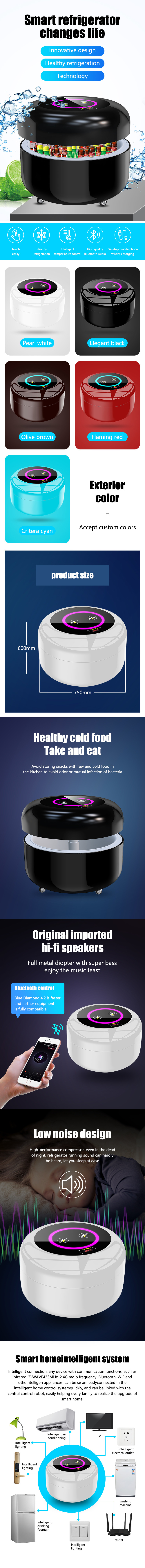 Small Round Smart Refrigerator Table 80L Coffee Table Fridge