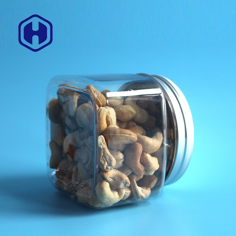 420ml 16oz Sweet Square PET Jar With Aluminum Cap Food Packing