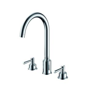 Quality Chrome Finish Basin Mixer Faucet Three Holes With Double Handles wholesale
