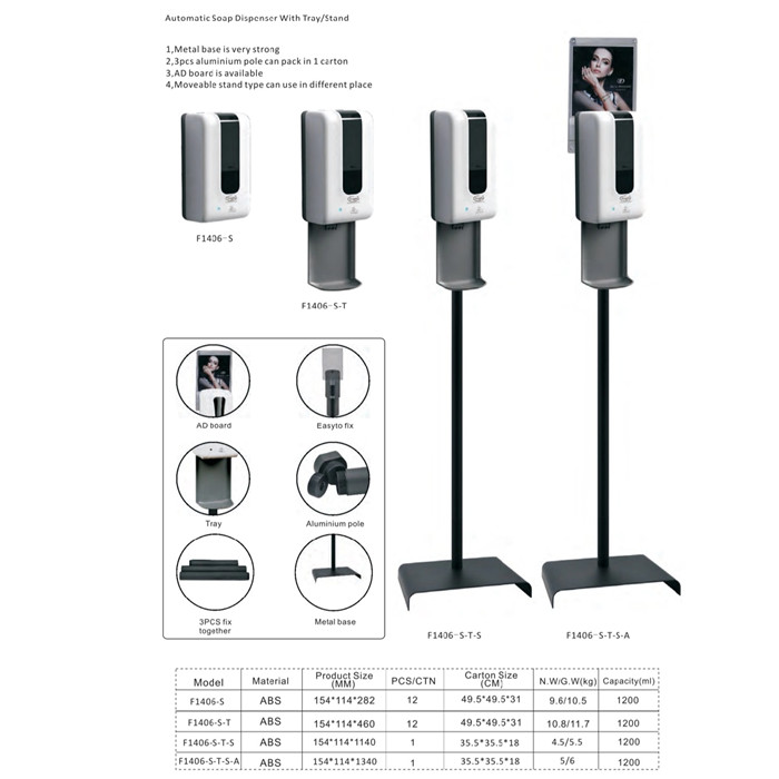 Floor Standing 1L Automatic Hand Sanitizer Dispenser With Advertising Panel