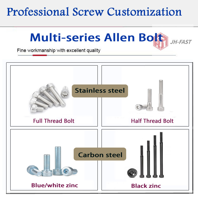 Black White Zinc Plated Hex Socket Head Allen Bolt M6 M8 x 45 Stainless DIN 912 Screw
