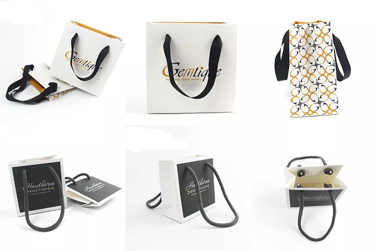 OEM 20x25x10cm Personalized Paper Garment Bags With Satin Ribbon