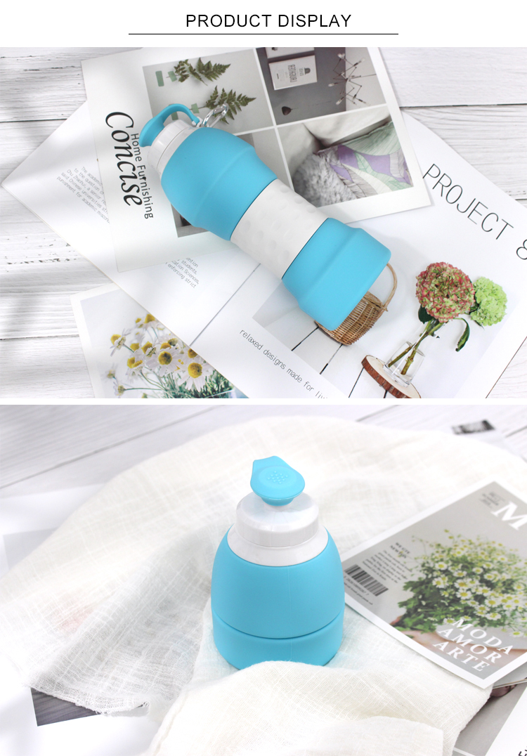 580ML Collapsible Silicone Water Bottle , Sports Compressible Water Bottle