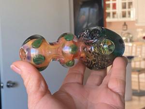 Quality 4.5&quot; Hand Blown Glass Tobacco Pipes Blue Blizzard / Orange Yellow Wigs wholesale