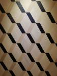 oak parquet tiles, artistic parquets, black & white stained, 3D showing