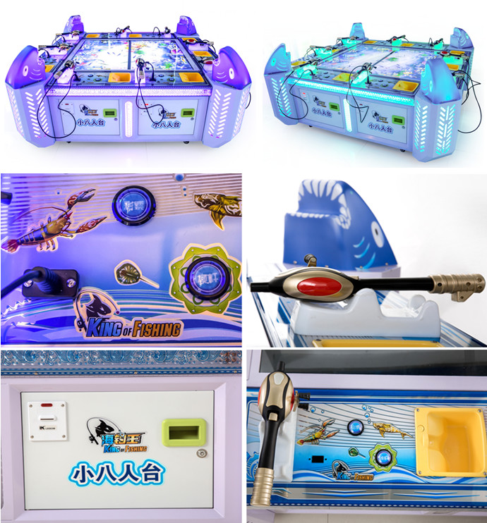 Realistic 3D Shooting Catch Fish Table Gambling Machine With Adjusting Fishhook Position