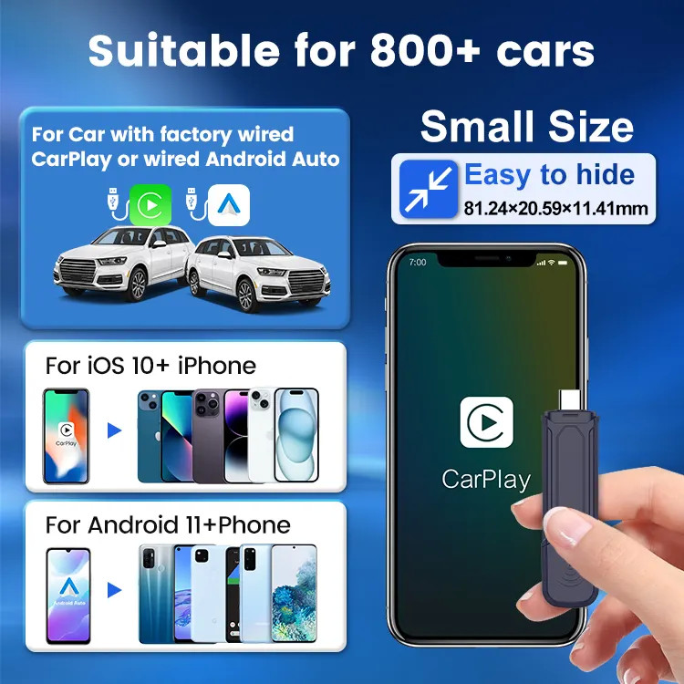 Wired To Wireless Adapter Carplay & Android Auto Mini SE5 Pro Compatible With IOS 10 & Android 10