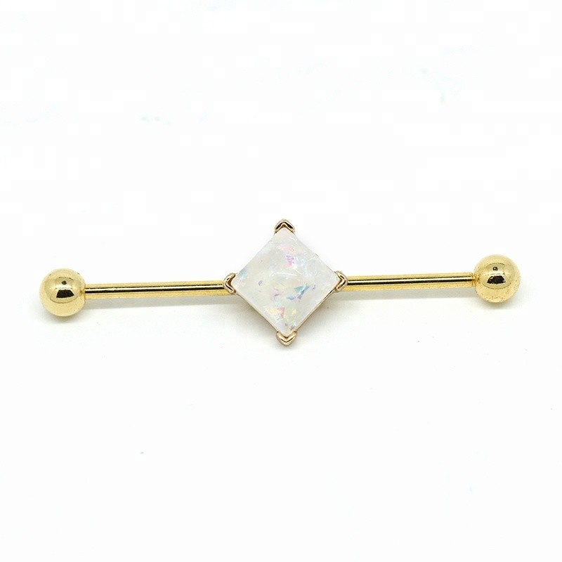Custom made industrial barbell gold plated jewelry set of industrial piercing