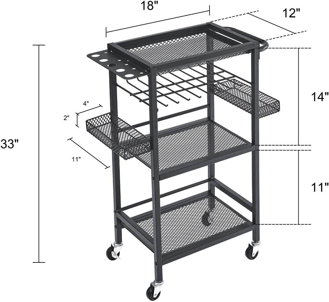 Garage Tool Shelf Drill Holders Power Tool Organizer with Wheels and 8 Drill Holders