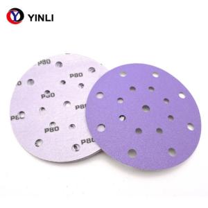 Quality Ceramic Abrasive 5 Inch Adhesive Sanding Discs 80 Grit Purple Coated wholesale