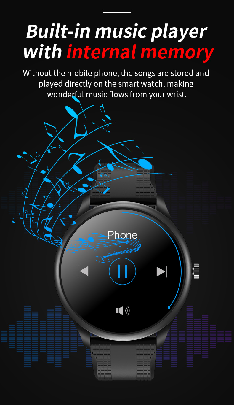 1.28 Inch Round Touch Screen ECG Smart Watch Wifi Music Control