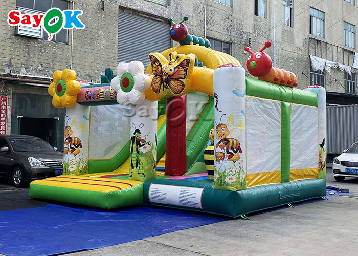 5.5x5x4mH Butterfly Bee Insect Theme Inflatable Bounce House Slide With Flower