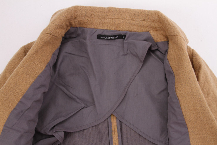 Brown 57% Cotton 43% Linen Women Casual Blazer