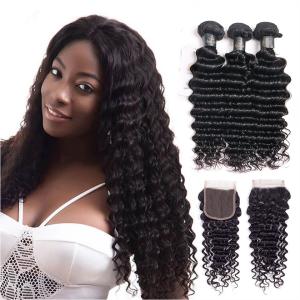 Quality 30 Inch Deep Wave Peruvian Hair / 100 Remy Human Hair Weave Shedding - Free wholesale