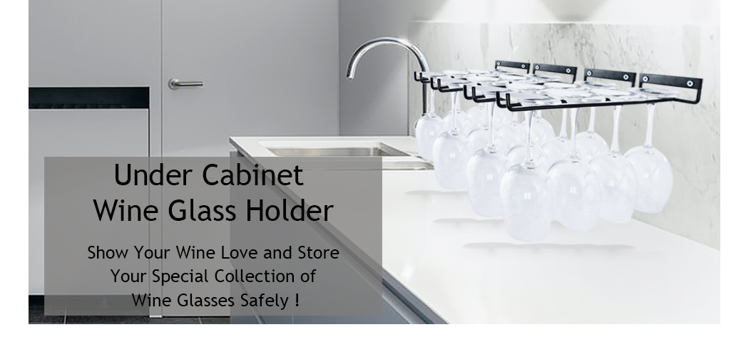 Functional Design Metal Wine Glass Holder for Under Cabinet Organization and Storage