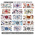 UV DTF Transfer Cup Wrap Stickers For Glass Tumblers Custom Logo Rugby Sports
