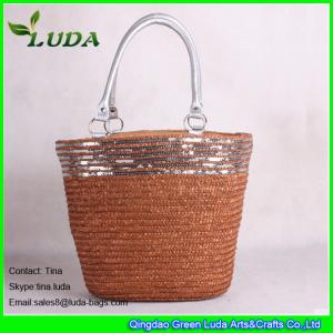 Quality LUDA wholesale straw handbags silver sequins deco wheat straw beach bag wholesale