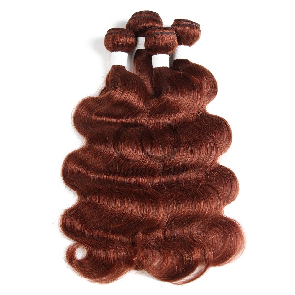 #33 Dark Auburn Body Wave Remy Human Hair Bundles Sew In Weave Bundles Brazilian Bundle Deals