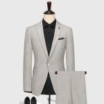 V-neck Plus Size 3 Piece Wool/Polyester Formal Business Suits for Men's Wedding