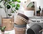 Handicraft Natural Seagrass Storage Basket With Handle ECO Friendly Kids Toy
