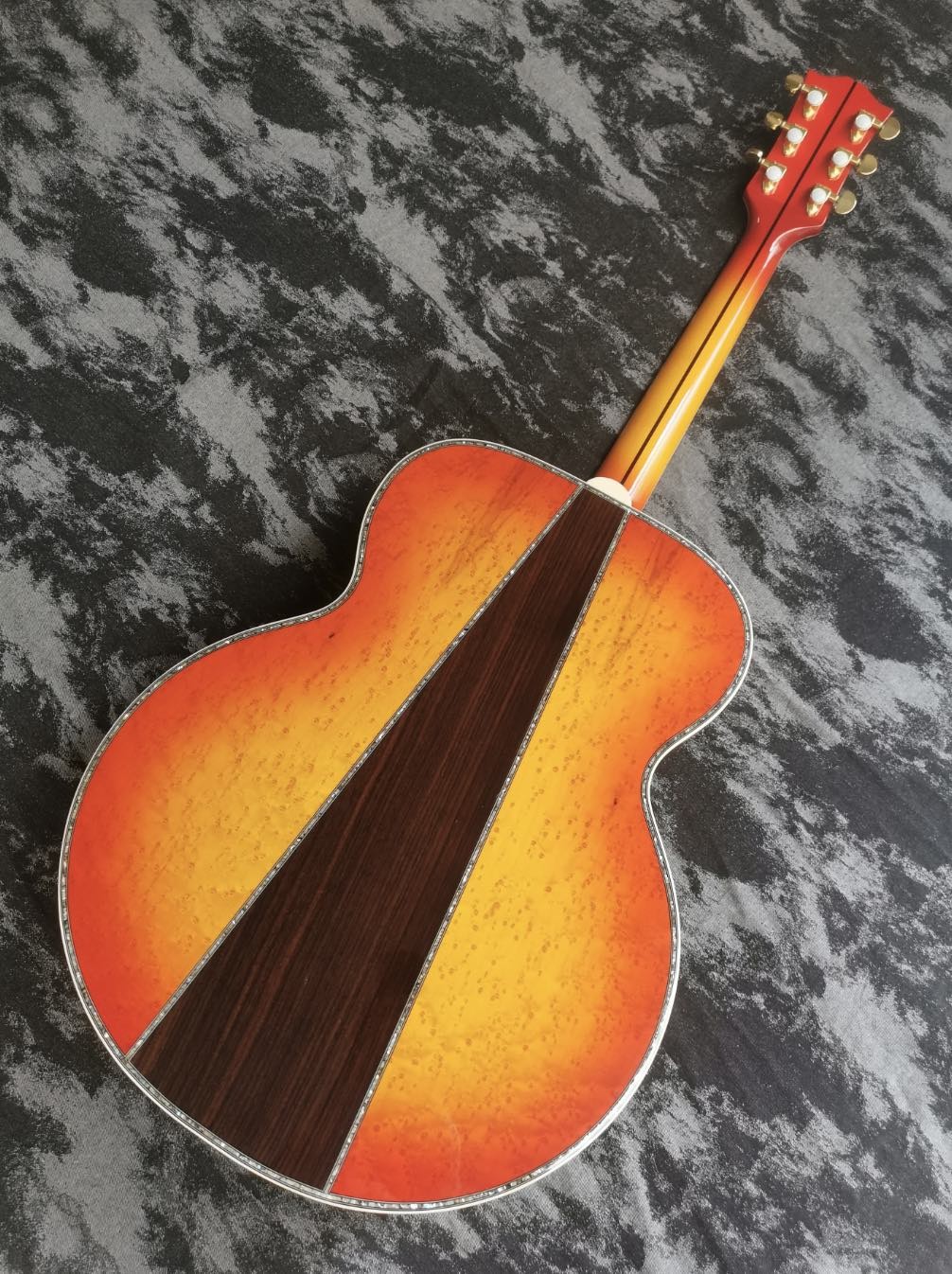 Custom 43 inch SJ200 series limited edition handmade glossy painted abalone inlaid acoustic guitar