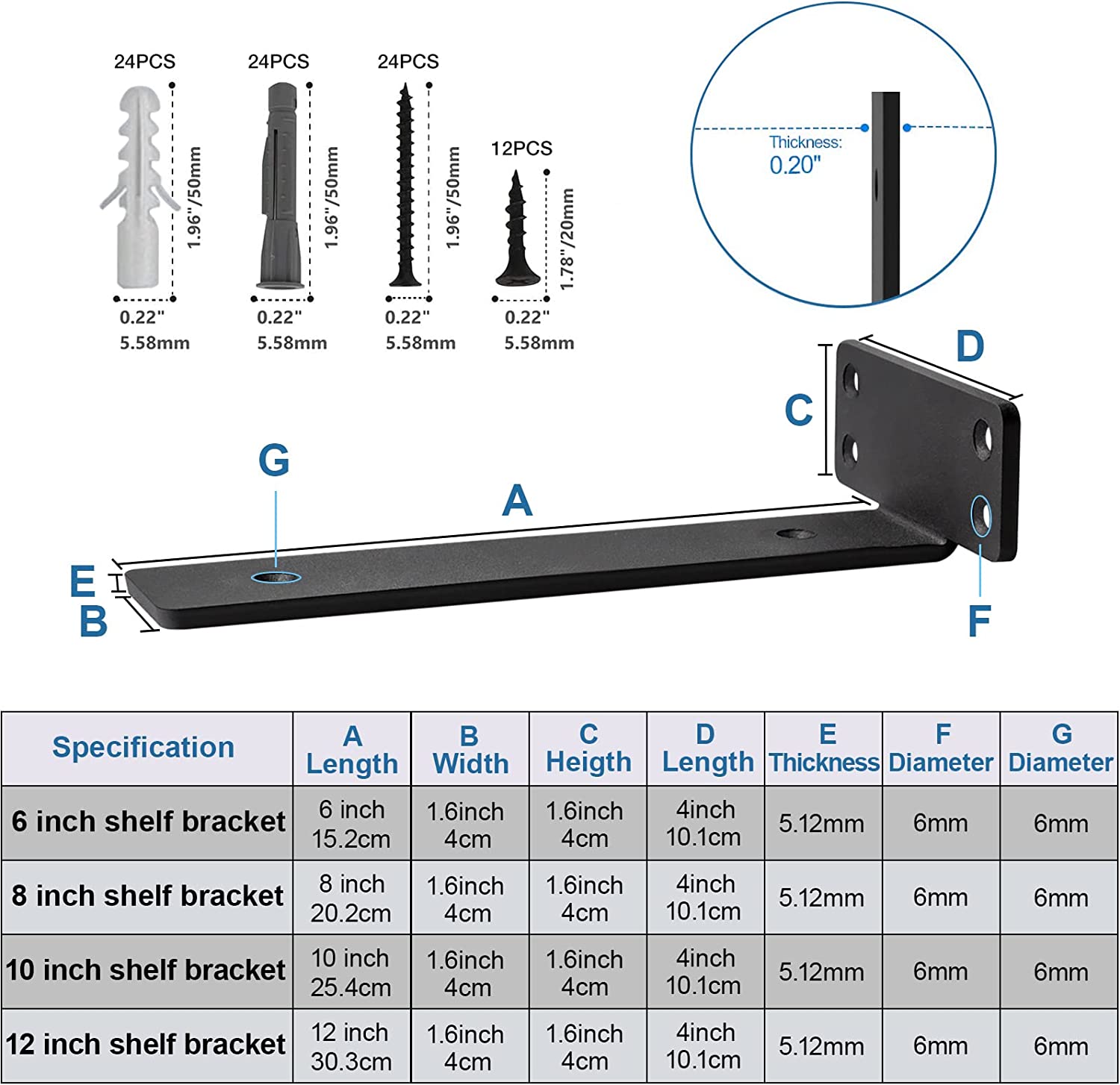 Wall Shelves Storage Solution 6 Inch Decorative Shelf Bracket in Industrial Style