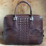 Alligator Leather Key Lock Closure Businessmen Laptop Briefcase Genuine
