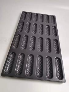 Quality 24 Cavity PTFE Oval Shaped Waffle Hot Dog Mold Pan wholesale