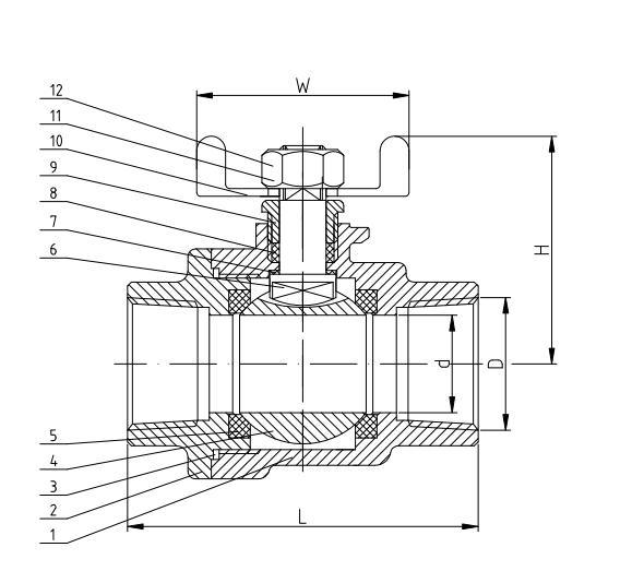 1/4-1 Inch Stainless Steel 304 1000wog 2PC Female Thread Ball Valve