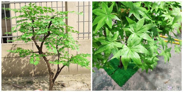 Light Weight Washable Artificial Green Maple Leaves For Pub Decoration