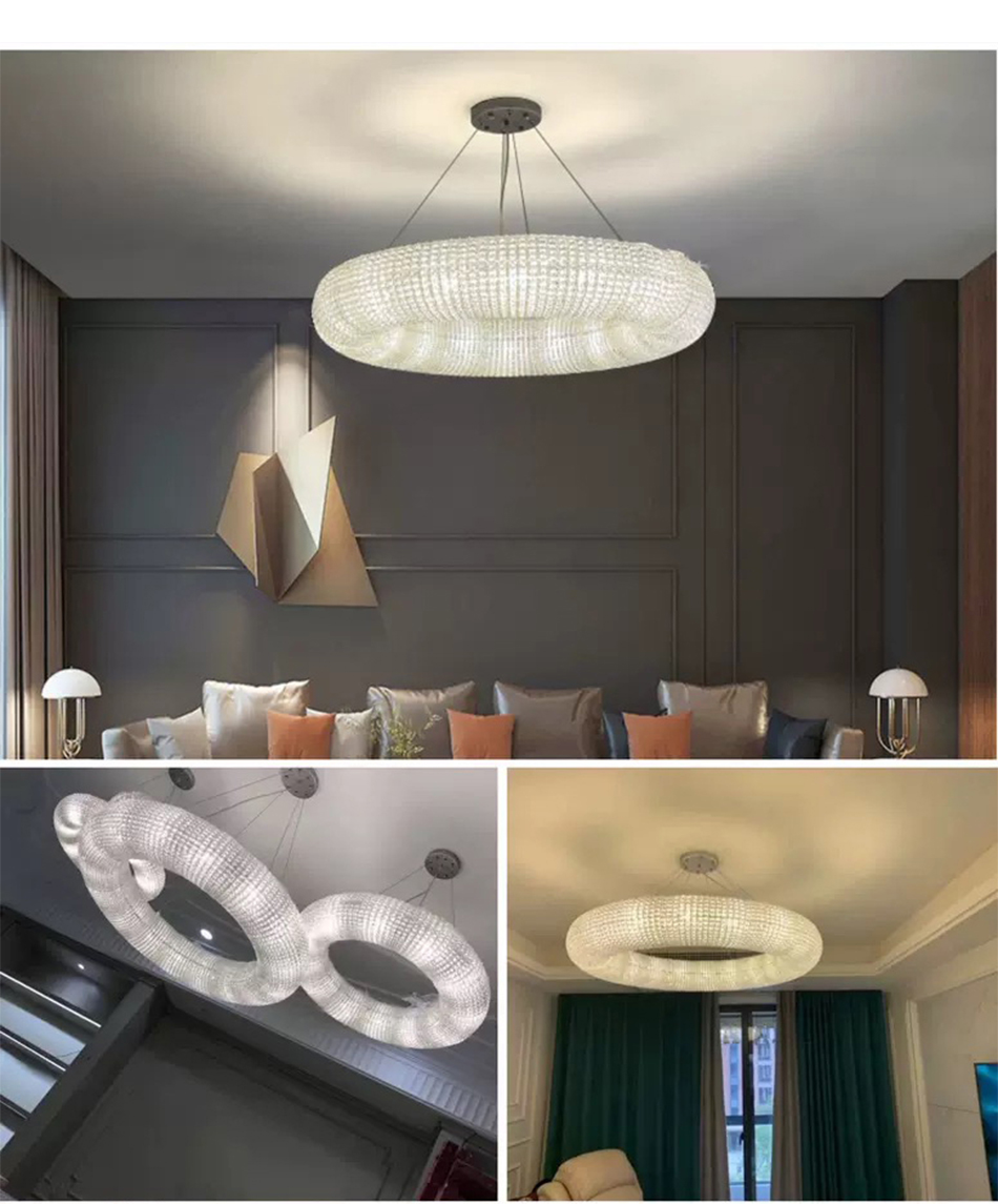 Luxury Circle Crystal Chandelier For Living Room Led Home Decor Lamp large pendant light(WH-CY-190)