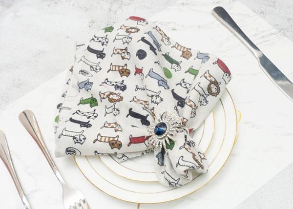 Full Cartoon Printing Personalized Dinner Napkins , Cotton Linen Napkins For