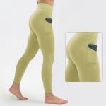 Solid 80% Nylon Soft Fabric 210gsm Running Leggings With Pockets