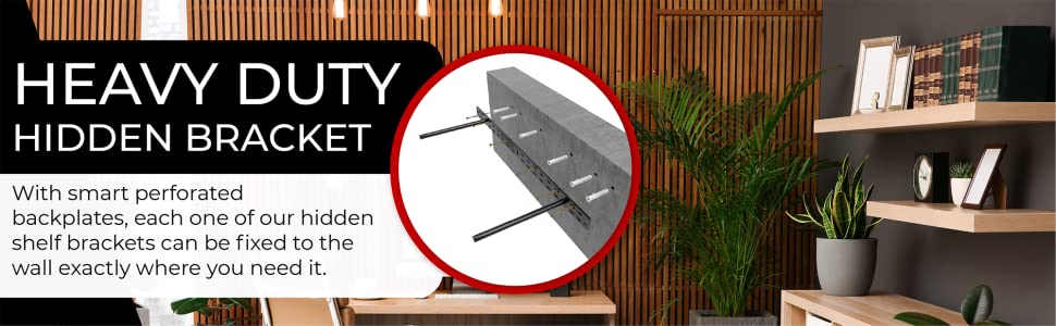 StudLock Keyhole system Longer Floating Shelf Bracket Heavy Duty Solid Steel Support Rods