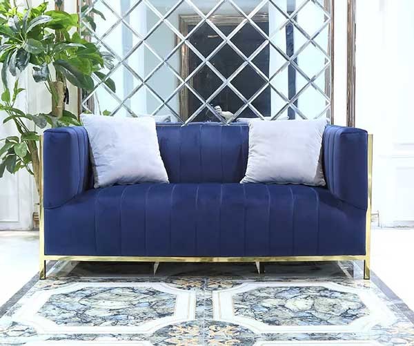 2 - 3 Seater Living Room Lounge Sofa Stainless Steel Velvet Couch European Style