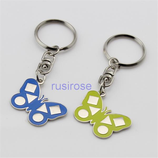 Cheap Customized Butterfly Shape Keychain, Custom Butterfly Shape Badge, Color Butterfly Metal Keychain, Soft Metal Keychain for sale