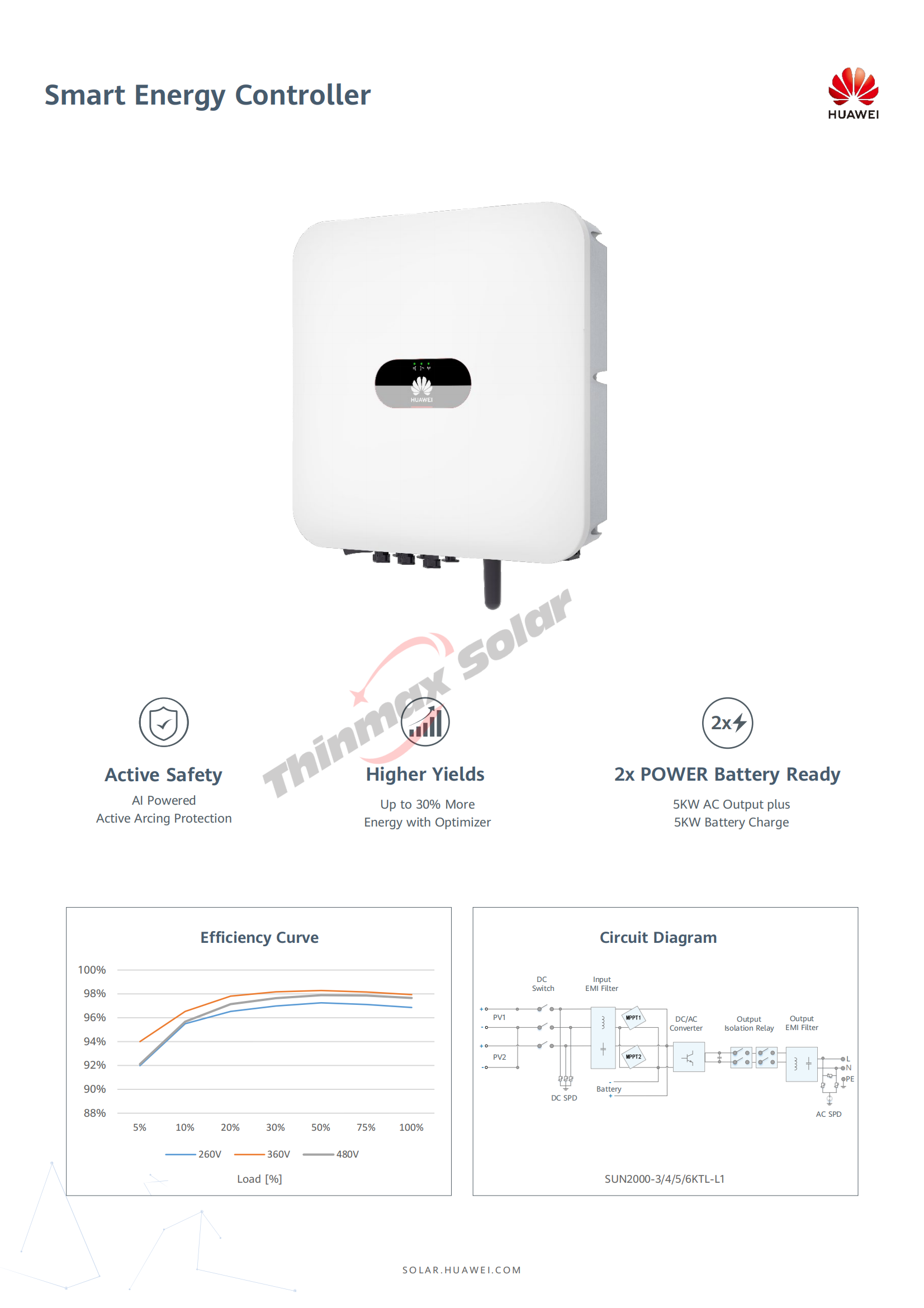 Hot sale Huawei 6KW SUN2000-6KTL-L1 with Single phase SUN2000-3/4/5/6KTL-L1 Grid Tied PV inverter 6000w On grid solar inverter