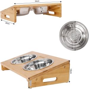 Quality Anti Slipping Elevated Bamboo SS304 Bowl Pet Feeder Stand wholesale