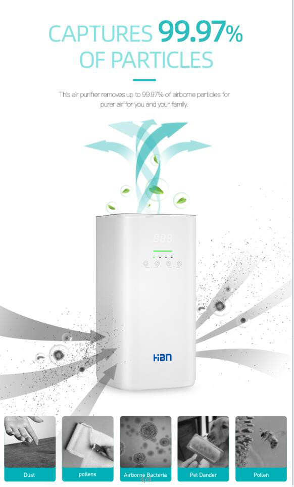 CE Odor Air Filter Home Ionic Air Purifier With Wifi 400m3/h CADR