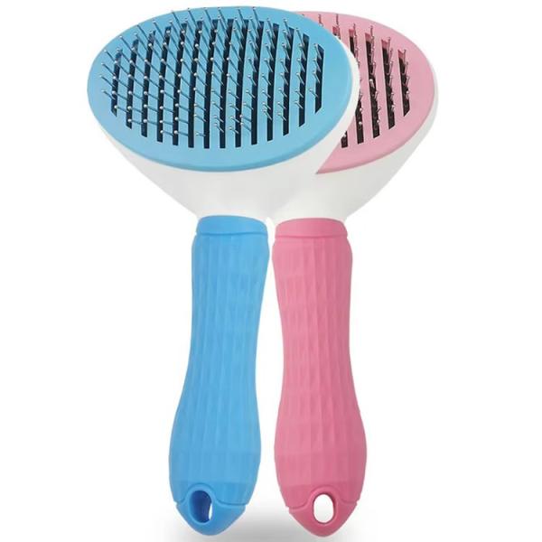 Multi Color Cat Pet Cleaning Tools Self Cleaning Dog Hair Brush Pet Grooming