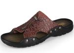 Beach Mens Leather Summer Slippers , Custom Split Leather Shoes