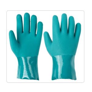 Quality Large Hands Green PVC Cotton Chemical Resistant Gloves wholesale